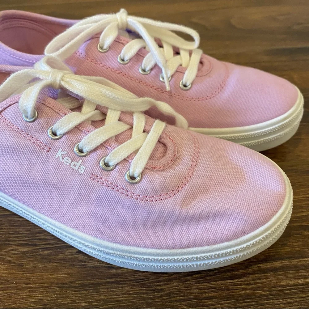 Keds pink sneakers size 7 lace up platform canvas shoes - Picture 6 of 10